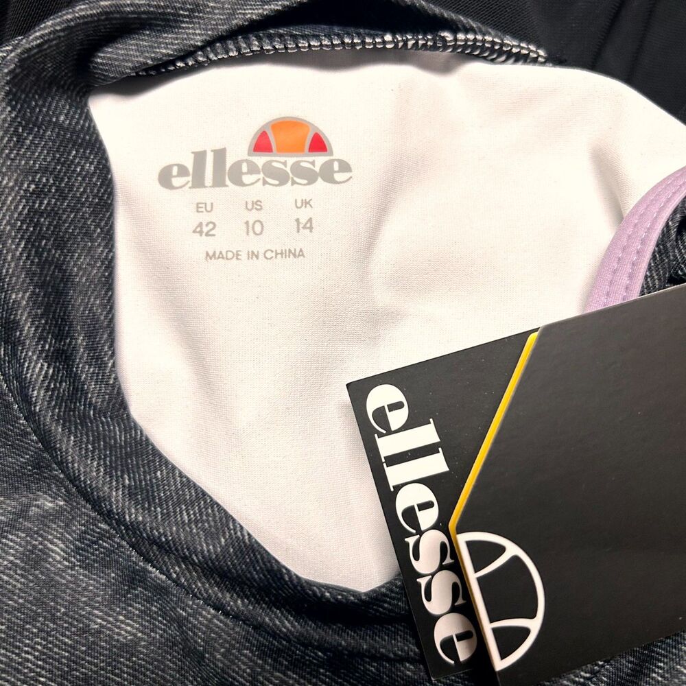 Ellesse Teasel Tennis Dress Women 10 Black Denim Racerback Sleeveless Active NWT - Picture 7 of 14